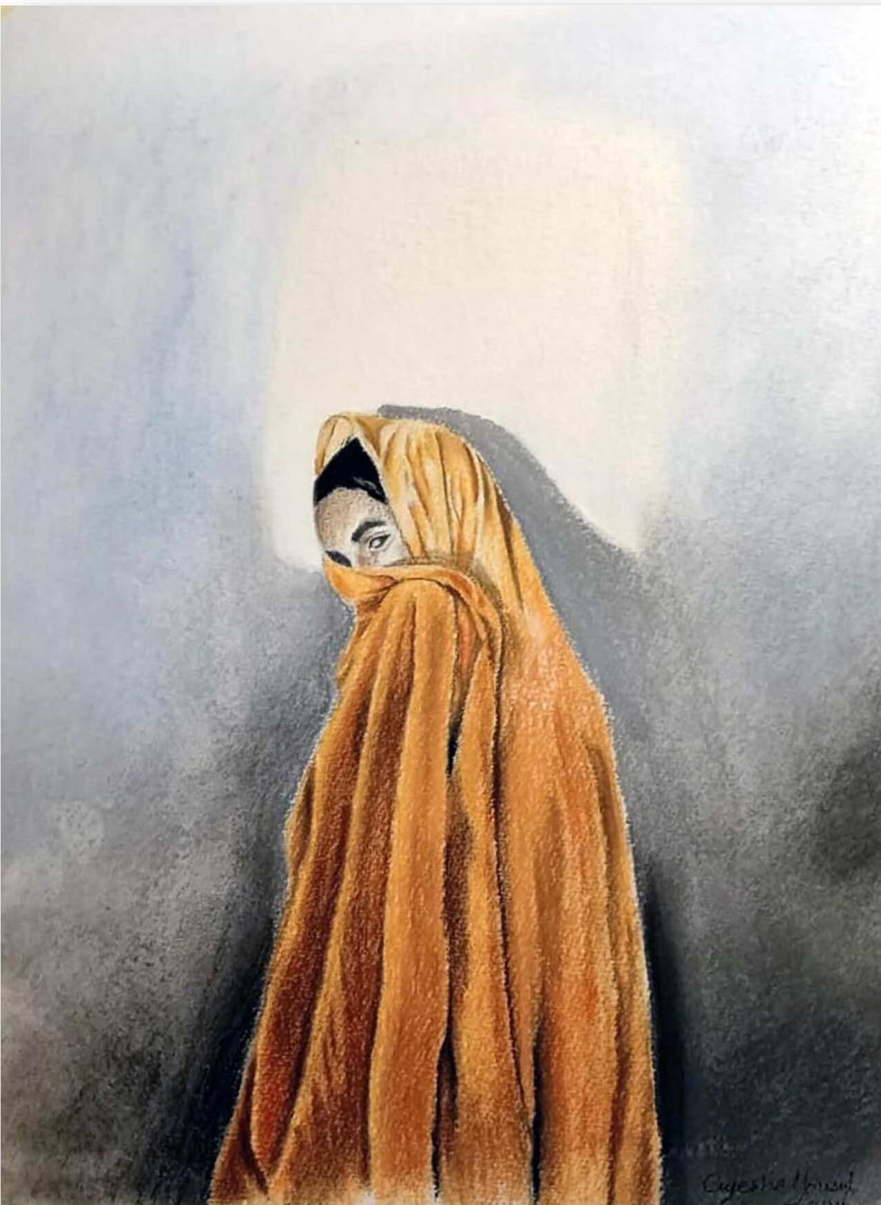 Jhalak, 2024, Soft Pastels on MountVal sheet. 19" by 16" inches, Framed